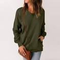 thumbnail image 4 of Kagetolytai Womens Tops Womens Casual V Neck Sweatshirt Loose Soft Long Sleeve Pullover Tops Solid Shirts With Side Pockets Plus Size Tops for Women Army Green M, 4 of 7
