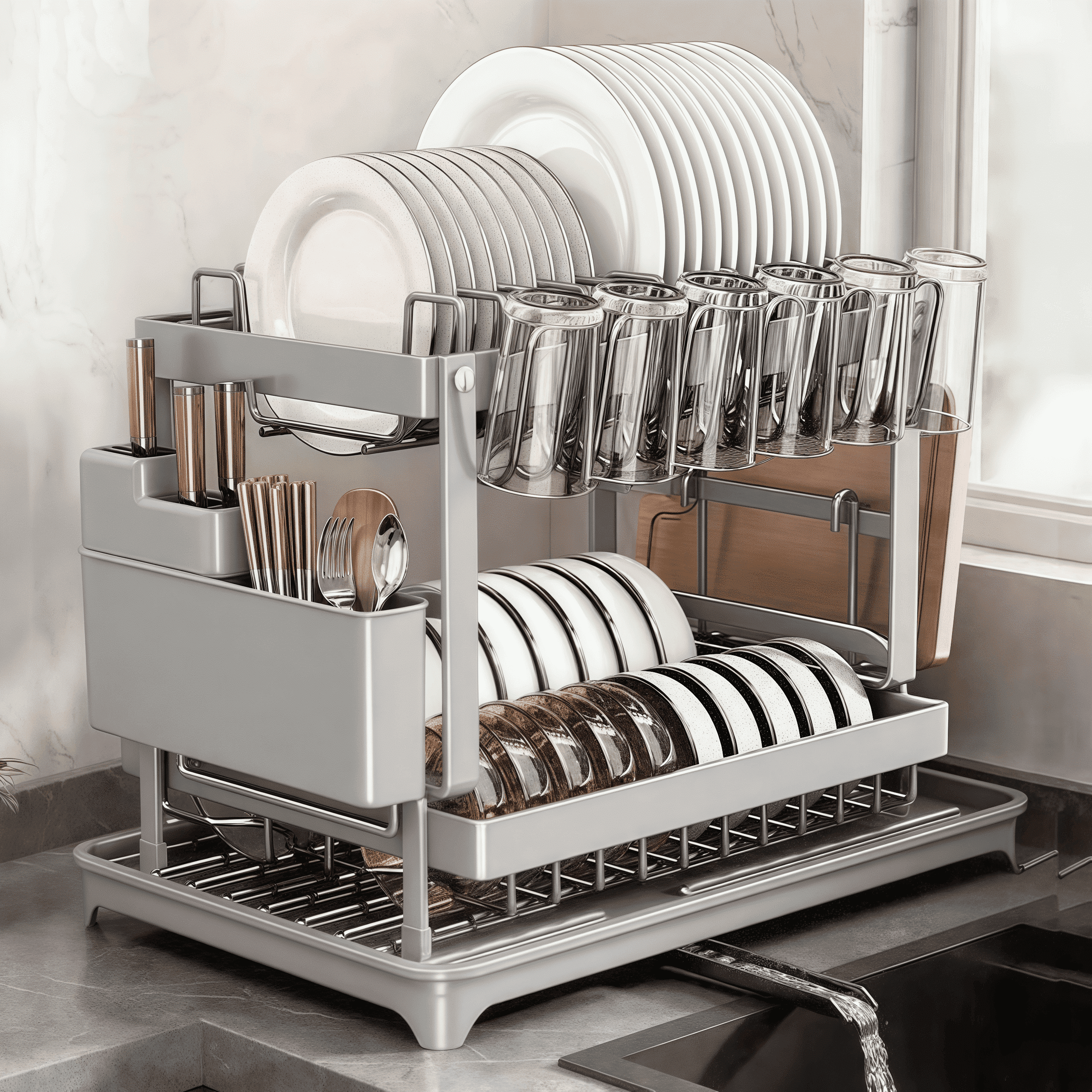 Sabatier Expandable Stainless Steel Dish Rack with Rust-Resistant