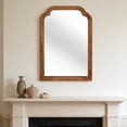 thumbnail image 6 of YIQMI 20x30 inch French Style Rounded Corner MDF Wood Mirror Medium Brown Wall Mirror for Bedroom, Living Room, 6 of 11