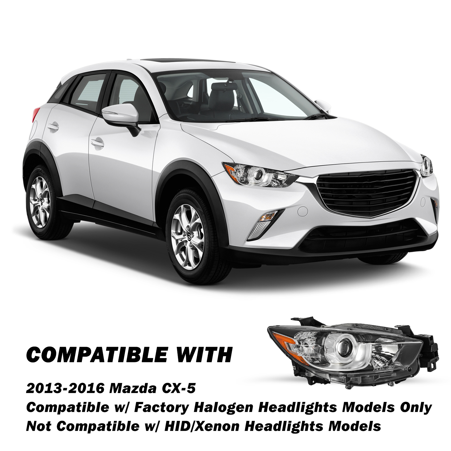 For 2013 2014 2015 2016 Mazda CX-5 CX5 Factory Halo Passenger Side Headlight RH
