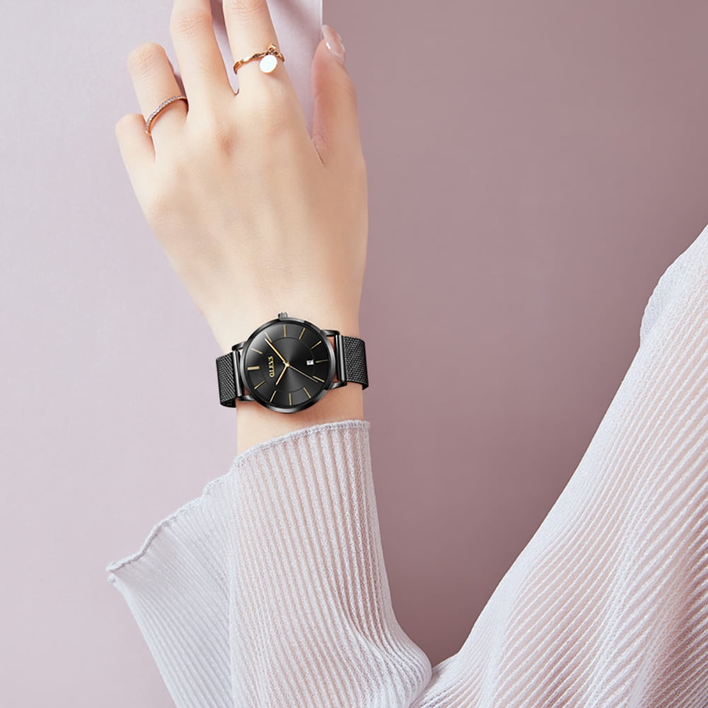 OLEVS Watches for Women Fashion Casual Analog Quartz Mesh Strap Date Ultra Thin Waterproof Luminous Ladies Wrist Watches Gifts Relojes para Mujer White/Black/Blue
