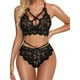 thumbnail image 1 of VISgogo Conjunto de lencería de mujer de 2 piezas, sujetador push-up transparente de ganchillo + panty de tiras de cintura media para novia, esposa, 4 colores VISgogo moda, 1 of 6
