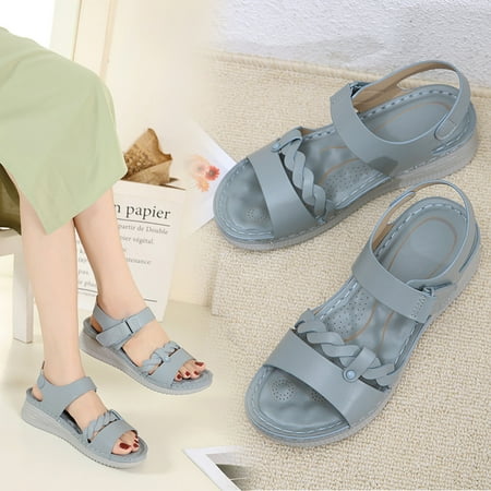 

Vedolay Sandals for Women Dressy Summer Wedge Sandals for Women Dressy Summer Comfortable Low Wedges Dress Sandal Blue 7.5