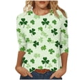 thumbnail image 2 of Xuyuer St Patricks Day Shirt Women 3/4 Sleeve Crew Neck T-Shirts Shamrock Graphic Tees St Patty's Lucky T-Shirt Green Irish Tops Shamrock Lucky T-Shirts Irish Festival Holiday Tee Tops, 2 of 7