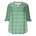 thumbnail image 4 of MaFYtyTPR Women Top 3/4 Sleeve Fashion Ladies's Casual V-Neck Striped Bloues With Ruffled Shaped Sleeves, 4 of 5