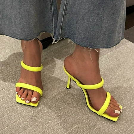 

〖Yilirongyumm〗 Yellow 41 High Heels For Women Breathable High Heels Shoes Fashion Casual Sandals Women s Toeknob Laceup Women s Sandals