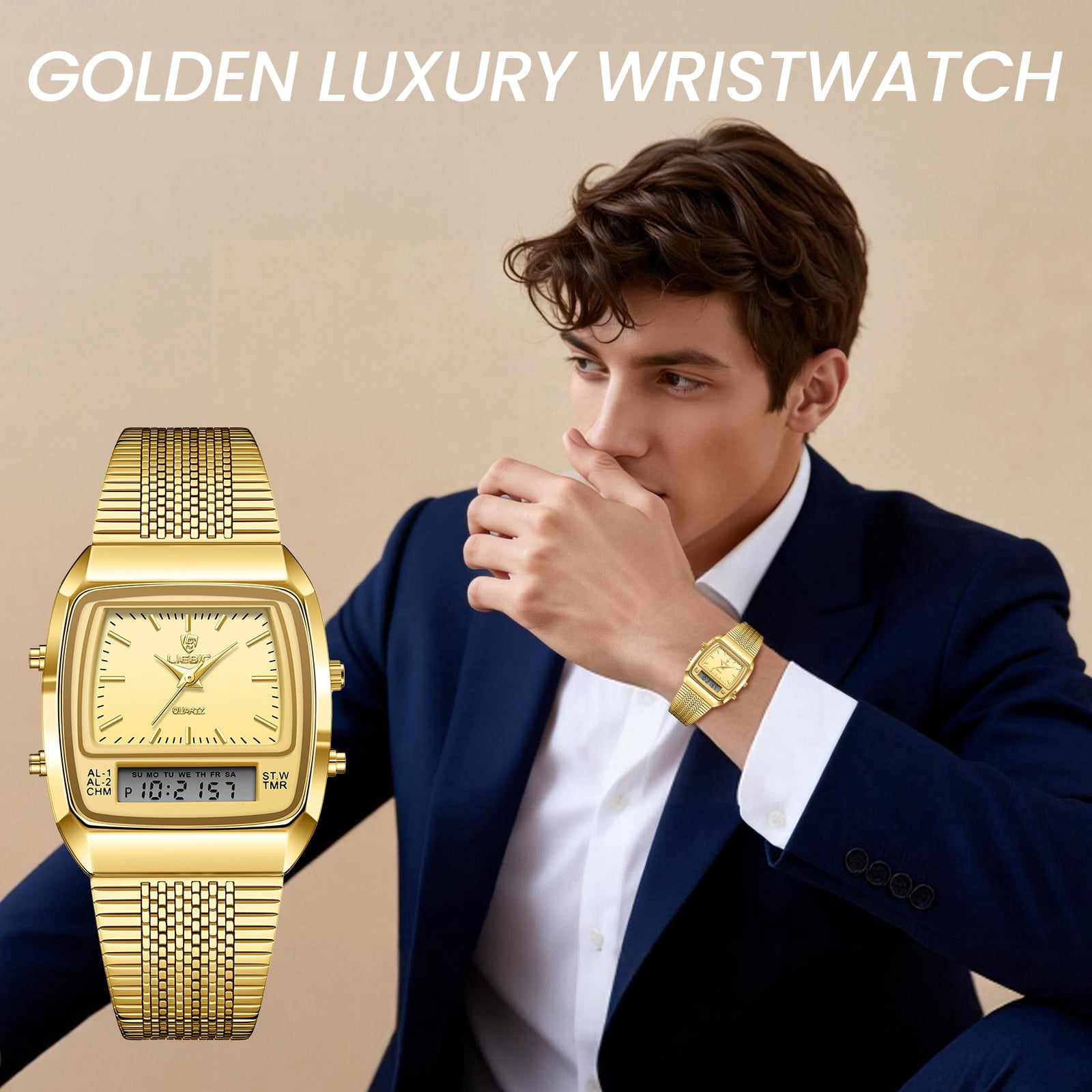 SKMEI Watch for Men Retro Analog Digital Watches Square Dual Display Men's Watches Luxury Stylish Casual Wristwatches