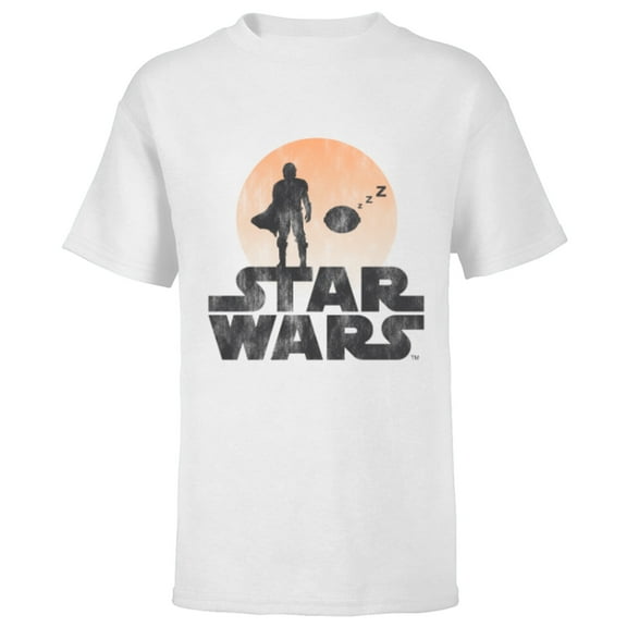Star Wars The Mandalorian Sleeping Child Silhouette - Short Sleeve T-Shirt for Kids - Customized-White