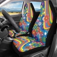 thumbnail image 2 of Yuyamidu Hippie Flowers Car Seat Covers Waterproof Front Seat Covers Universal Fit Most Cars, SUV, Trucks Floral Stretch Fabric Cover Protection Auto Interior Accessories, 2 of 7