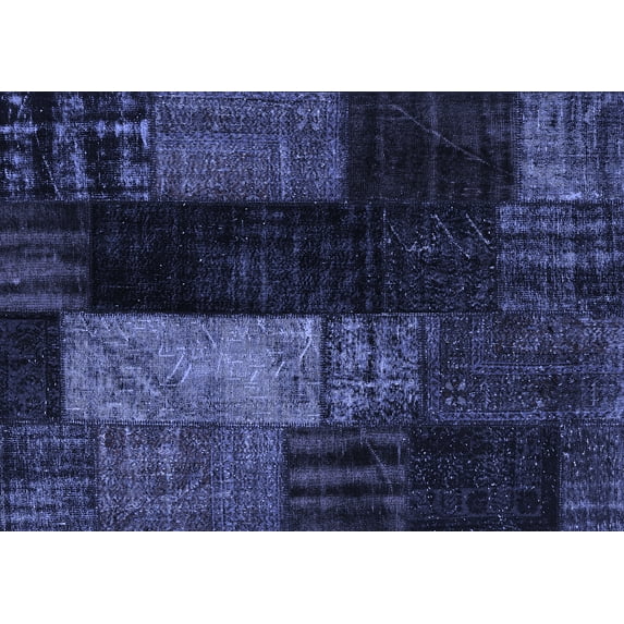 Ahgly Company Indoor Rectangle Patchwork Blue Transitional Area Rugs, 8' x 12'