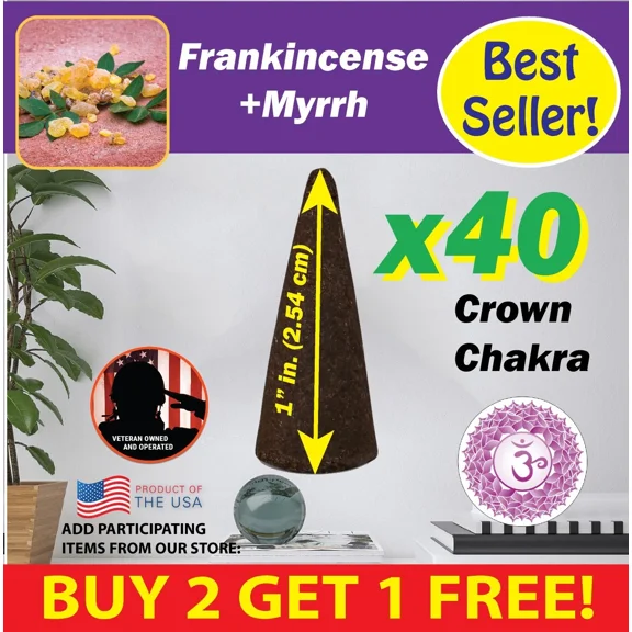 Frankincense Myyrh Benben Us Incense 40X1" Cones ~ Vegan ~ High Fragrance Load