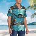 thumbnail image 3 of Pofeuu Realistic Ocean Shark Print Hawaiian Shirt for Men Sleeves Casual Button Down Summer Beach Dress Shirts T-Shirts,XX-Large, 3 of 7