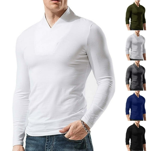 Drindf Mens Muscle Shirts Slim Fit Workout T Shirt Athletic Fitness Sports Tops Casual V Neck Basic Shirts Lightweight Solid Color Tee Top