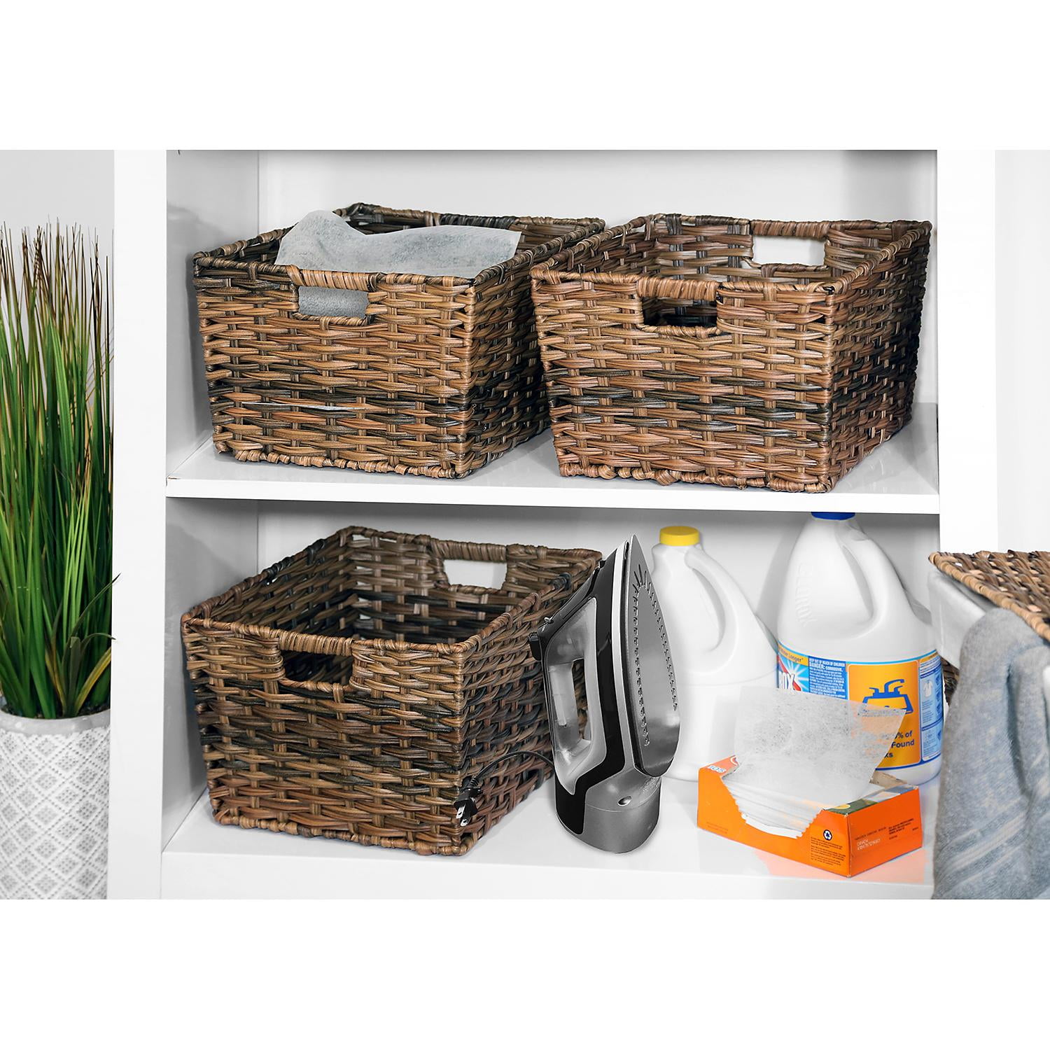 Seville Classics Decorative Woven Storage Baskets (Set of 3) color