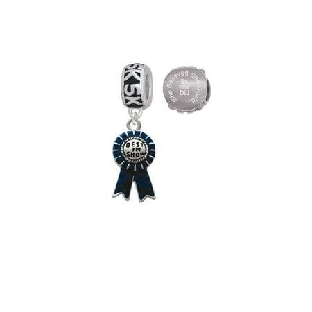 Silvertone Best in Show Blue Ribbon 5K Run She Believed She Could Charm Beads (Set of