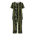 thumbnail image 4 of Homenesgenics 2 Piece Outfit for Women Plus Size Women's Short Sleeve Sleepshirt and Pants Sets Loungewear Pajamas with Pockets Green XXL, 4 of 6