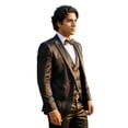 thumbnail image 2 of Tazzio Skinny Fit Shiny Satin Textured 3 Piece Suit Set, 2 of 3