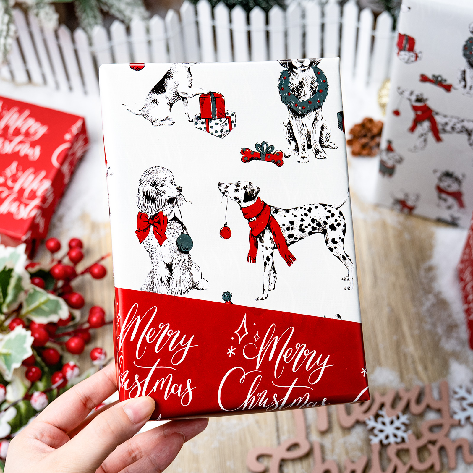 HOMERAL Reversible Christmas Dog Wrapping Paper photo 5