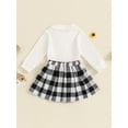 thumbnail image 5 of FEORJGP Little Girls 2-piece Casual Skirt Set 12M 18M 2T 3T 4T 5T Toddler Baby Long Sleeve Shirts Lapel Button Pullovers Solid Tops with Pleated A-linhion Comfy Daily Outfits for Spring Fall, 5 of 7