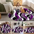 thumbnail image 6 of Purple Wave Line Round Area Rugs 3 ft, Modern Black Gray White Striped Gradient Washable Small Area Rug with Non-Slip Sturdy Edge Binding Round Front Door Mat Floor Carpet for Entryway, 6 of 9