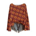 thumbnail image 2 of YVNAURA Women‘s Plus Size Loose Fit Halloween Sweater Pumpkin Witch Print Knit Pullover Crew Neck Long Sleeve Casual Fall Winter Spooky Season Graphic Top 1 Pack, Red,XXXL, 2 of 3