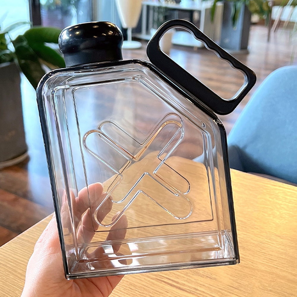Promotion Clearance 1000ml Clear Reusable Slim Flat Bottom Water Bottle  Portable - Fits Pockets And Random Corners Water Bottles