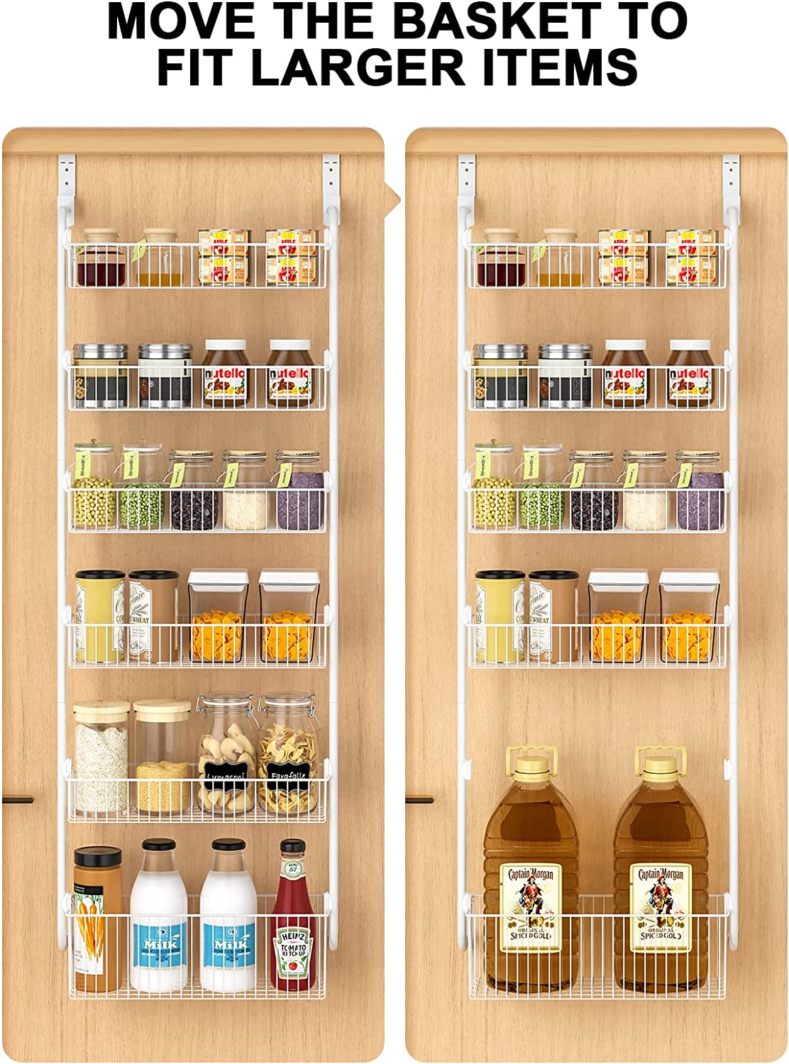 Delamu 6-Tier Pantry Door Organizer, Wall Mounted Spice Rack with ...