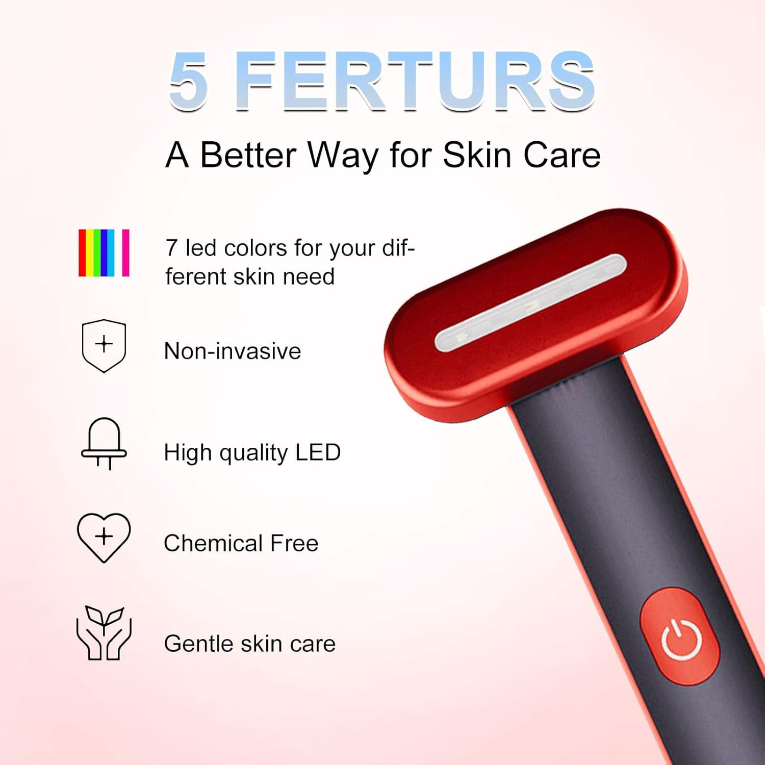 Red-Light-Therapy for Face, 7 Colors LED Light Face Skincare Wand Eye Beauty Device for Skin Care at Home - LED Face Skin Rejuvenation for Face Neck Chin Skincare Tool