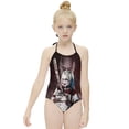 thumbnail image 3 of Harley Quinn Joker Children's One-piece Swimwear Halterneck Swimsuit Summer Beach Girl's Bathing Suits Breathable Beachwear, 3 of 7