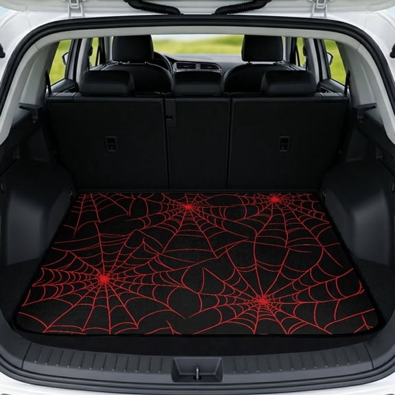 Bulopur Spider Web Car Trunk Mat 29" x 39", Gothic Halloween Print, All Weather Trunk Protection Cargo Liner, Non-Slip Waterproof Washable Rear Trunk Liner for Sedan SUV Truck