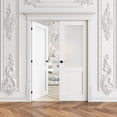 thumbnail image 2 of 56" X 80" Interior Frosted Glass Paneled French Doors Solid Double Doors With Hardware Kit / Handles, 2 of 8