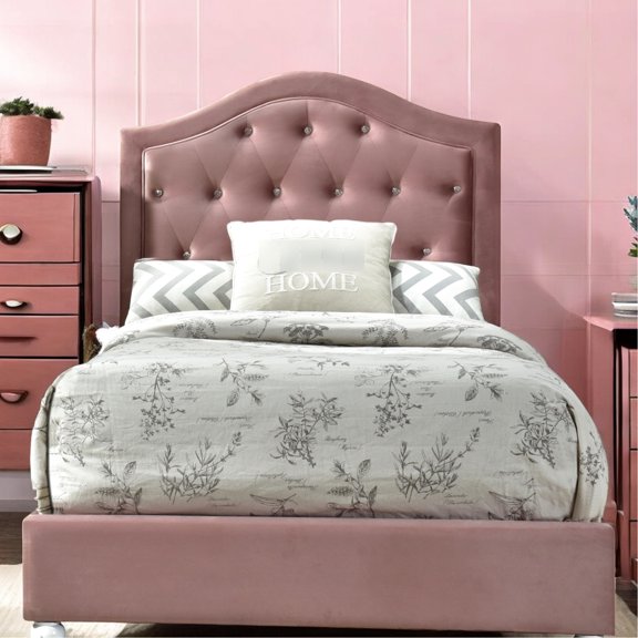 Twin Bed With Pink Cover - Low Profile , Materials Elegant 74.69 Lb. Weight, Portable Option