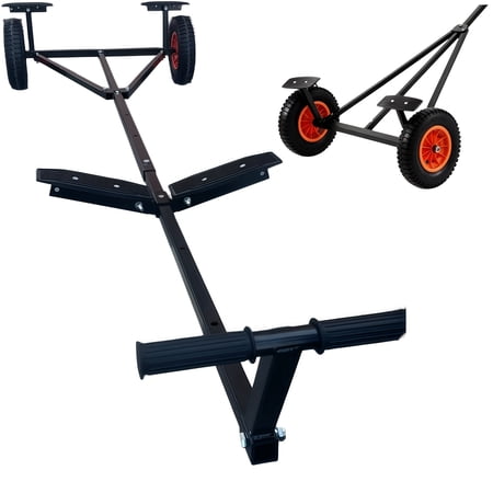 Americangaslogs Boat Trailer Dolly 420 lbs Capacity, Adjustable Trailer Mover with Steel Frame & 15.7" Pneumatic Tires& Non-Slip Support Bracket for Kayak, Motorboat, Fishing Boat