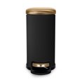thumbnail image 4 of Acento Linea Slim Rectangular Step Trash Can, 1.3 Gallon Bathroom Waste Bin with Soft-Close Lid and Removable Inner Bucket, Soft Touch Black and Gold, 4 of 7