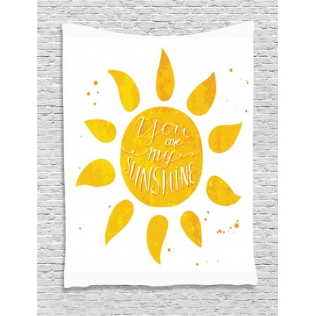 Yellow Decor For Living Room Quote Tapestry, Sunshine Stylized Lettering with Grungy Effects Featured Better Half Abstract Artistic, Wall Hanging for Bedroom Living Room Dorm Decor, Yellow, by Ambesonne ()