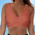 thumbnail image 2 of NIEWTR Women's V Neck Tankini Top Ribbed Adjustable Spaghetti Straps Bikini Top Bathing Suit Swim Tops Twist Front Swim Bra Sexy Bikini Tops Swimsuit Gift Bikini Tops Only（Coffee，S）, 2 of 9
