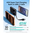 thumbnail image 5 of INIU 20,000 mAh Portable Power Bank with Built-in Cables, 45W Fast Portable Charger with USB-C, Battery Pack with LED Display Compatible with iPhone and Android Phone,Hiking,Travel Essentials,Black, 5 of 9