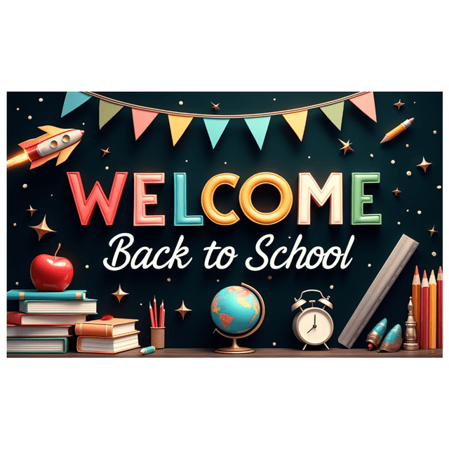 Colorful Design Back to School Banner Educational Theme Classroom Decor Welcome Sign for School Event Teacher's Day