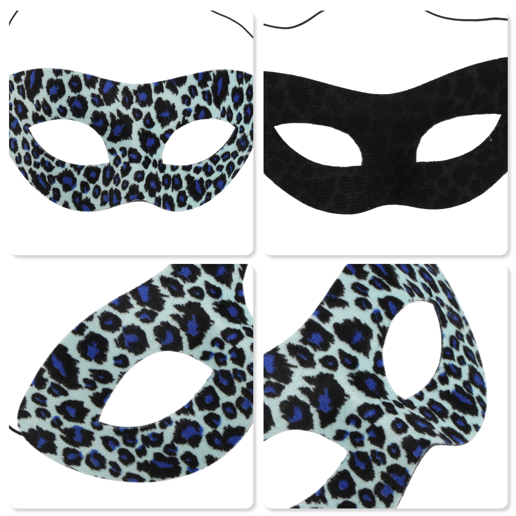 Unique Bargains 1 Pack Leopard Print Party Mask Blue, Black