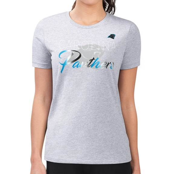Women's G-III 4Her by Carl Banks  Gray Carolina Panthers Super-Slim Fit Lightweight Shadow Logo T-Shirt