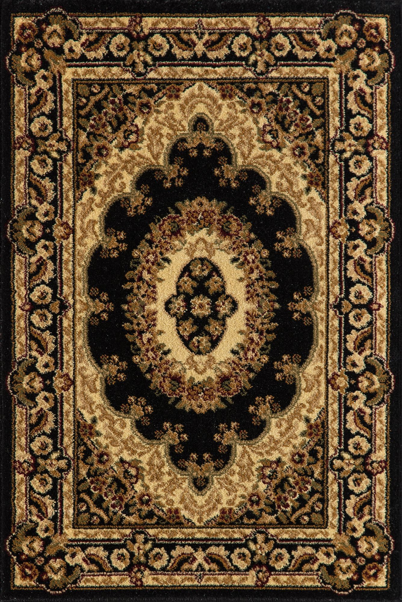 Rugs America Vista 807-BLK Kerman Black Oriental Traditional Black Area Rug, 2'3"x7'10"