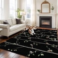 thumbnail image 3 of Area Rug for Living Room, Sparrow Non-Slip Indoor Large Carpet for Bedroom/Dining Room, Spring Birds on The Branches Vintage Country Black Washable Low-Profile Rectangle Floor Runner Rugs - 5 x 7 Ft, 3 of 7
