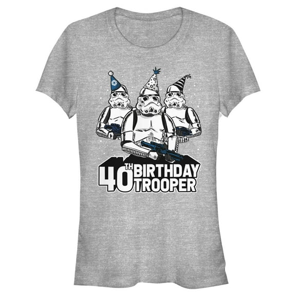 Junior's Star Wars Stormtrooper Party Hats Trio 40th Birthday Trooper  Graphic Tee Athletic Heather Medium