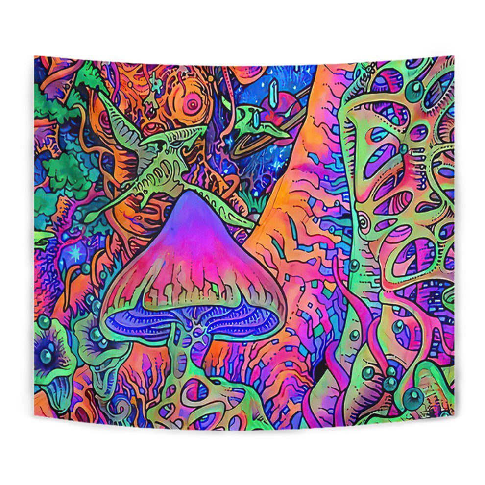 Trippy Wall Hanging Mushroom Hippie Tapestry Colorful Psychedelic Home Decor 