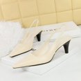 thumbnail image 2 of Zapatos de tacón medio estilo minimalista para mujer, con tacón alto cónico, boca baja, punta cuadrada pequeña, tira trasera hueca, versátiles, 2 of 5