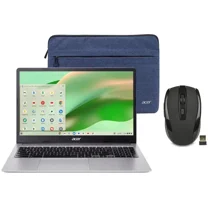 Acer Chromebook 15.6" Full HD Laptop | Intel Celeron N4500 | Integrated UHD Graphics | Protective Sleeve| Silver | 4GB RAM | 64GB SSD | Chrome OS | Bundle with Wireless Mouse
