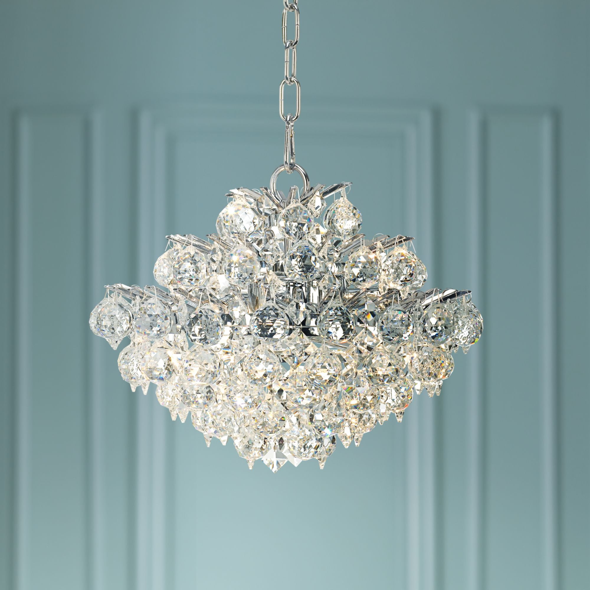 Vienna Full Spectrum Chrome Mini Pendant Chandelier 12" Wide Modern Crystal 3Light Fixture for