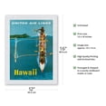 thumbnail image 2 of Hawaii - United Air Lines - Outrigger Canoe Surfing - Vintage Airline Travel Poster by Stan Galli c.1960 - Japanese Unryu Rice Paper Art Print (Unframed) 12 x 16 in, 2 of 4