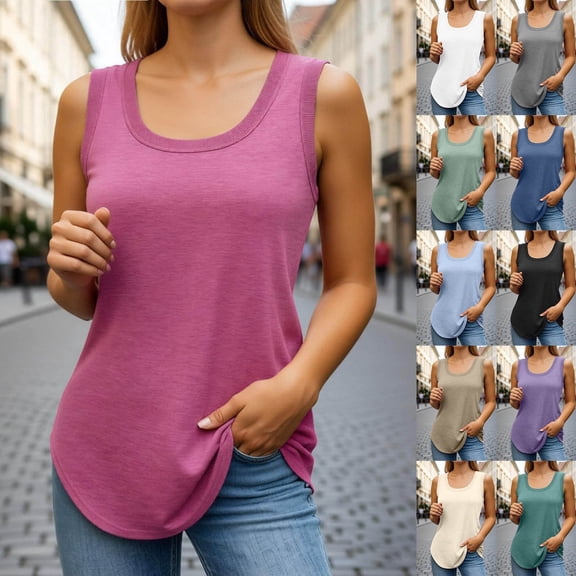 LILIYA Women's Racerback Tank Tops Soft Solid Color Womens Summer Tank Tops Spaghetti Strap Breathable U Neck Sleeveless Shirts Camisoles for Women 2026 Basic Cami Shirts