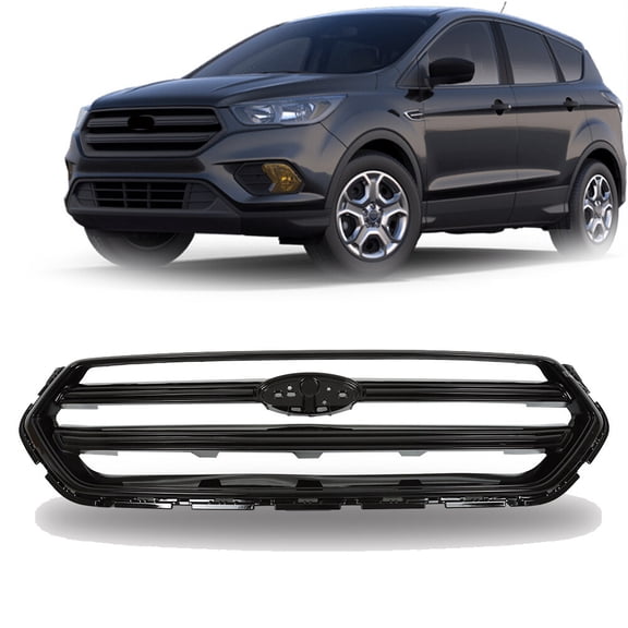 For Ford Escape 2017-2019 Glossy Black Plastic Front Upper Bumper Grille Grill